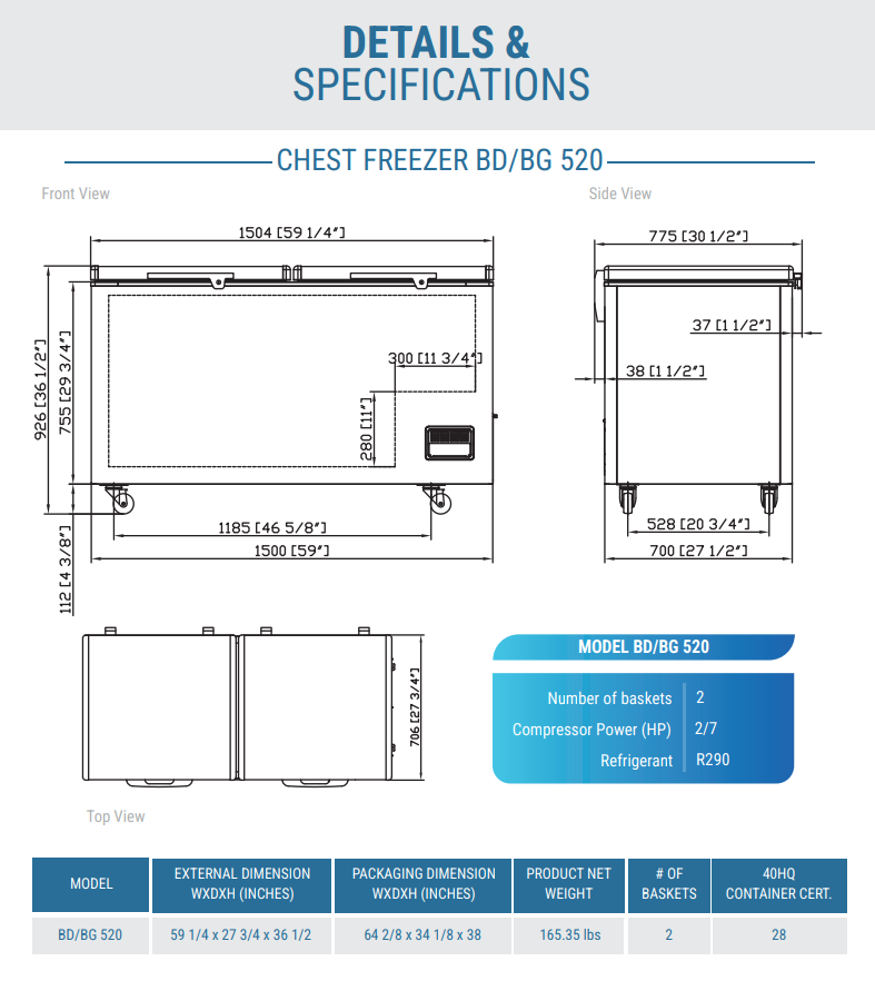 BD/BG-520 59 1/4" Commercial Chest Freezer