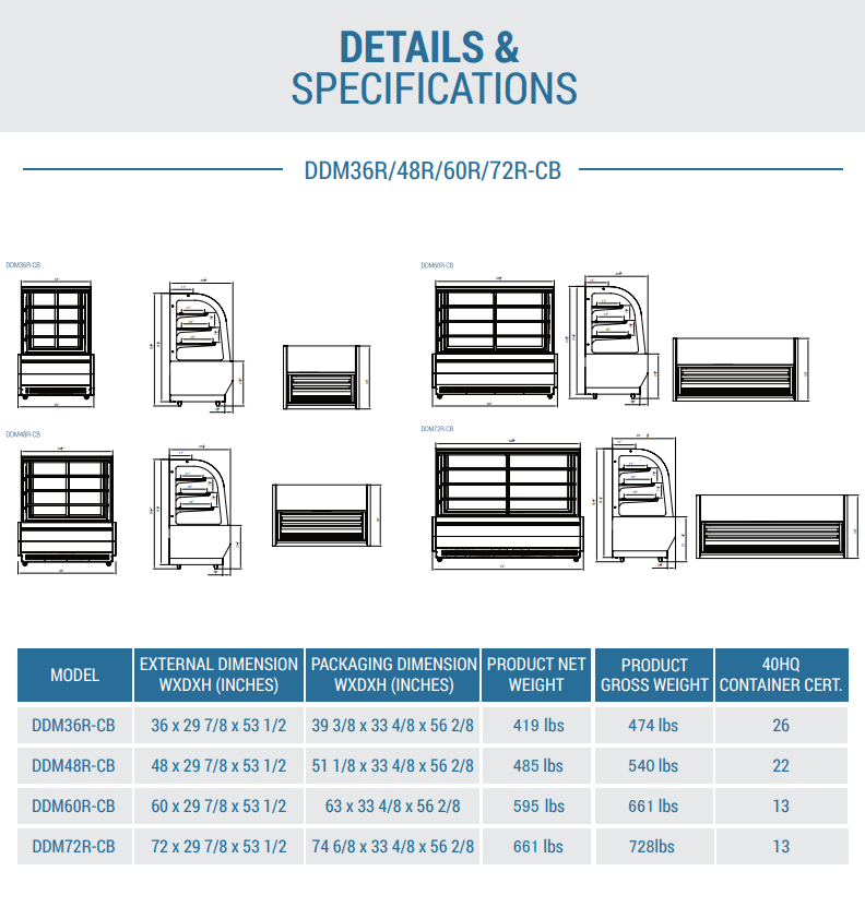 DDM60R-CB Curved Glass 60" Cake Showcase
