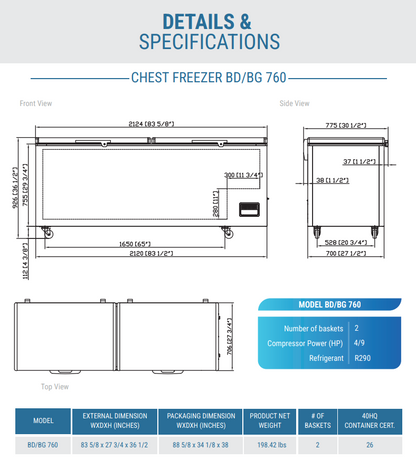 BD/BG-760 83 5/8" Commercial Chest Freezer