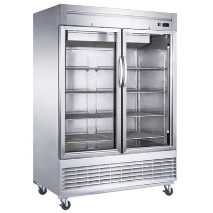 D55R-GS2 Bottom Mount Glass 2-Door Commercial Reach-in Refrigerator