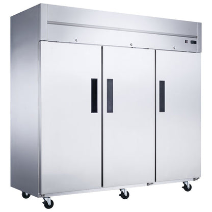 D83AF Commercial 3-Door Top Mount Freezer in Stainless Steel