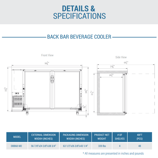 DBB60-M2 2-Door Bar and Beverage Cooler (Solid Doors)
