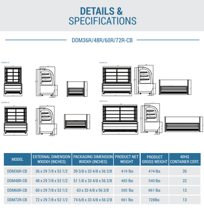 DDM72R-CB Curved Glass 72" Cake Showcase