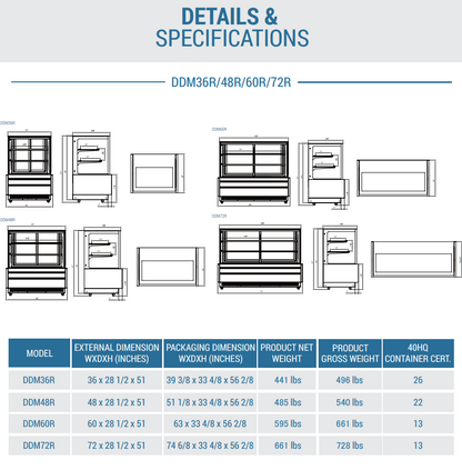 DDM60R - Straight Glass 60" Cake Showcase