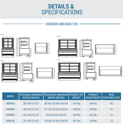 DDM72R - Straight Glass 72" Cake Showcase