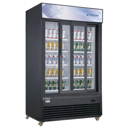 DSM-40SR Commercial Glass Sliding 2-Door Merchandiser Refrigerator in Black