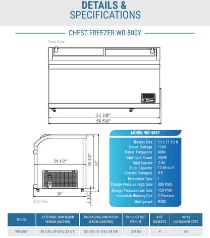 WD-500Y 56 5/8" Commercial Chest Freezer in White